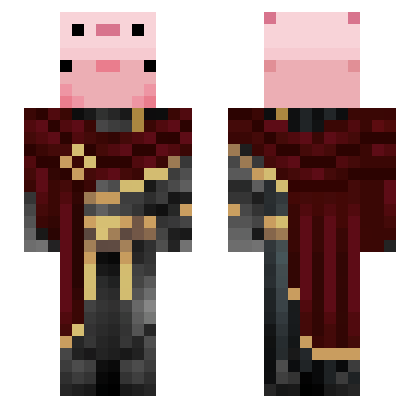 P1xel8or Minecraft skin, front and back view