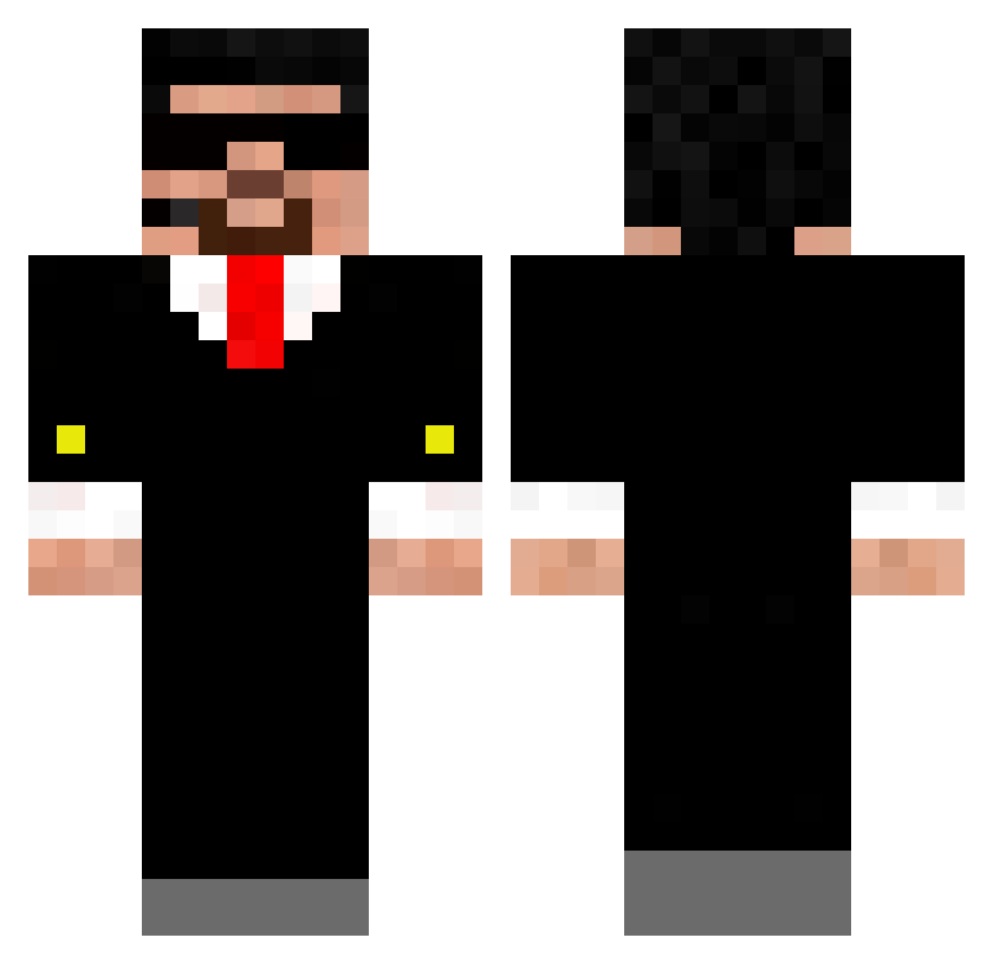 Exostra Minecraft skin, front and back view