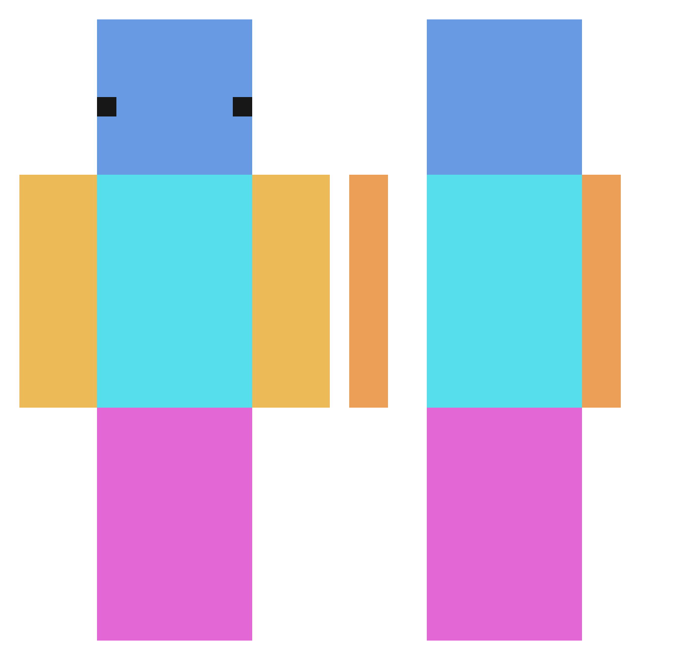 qGlow Minecraft skin, front and back view