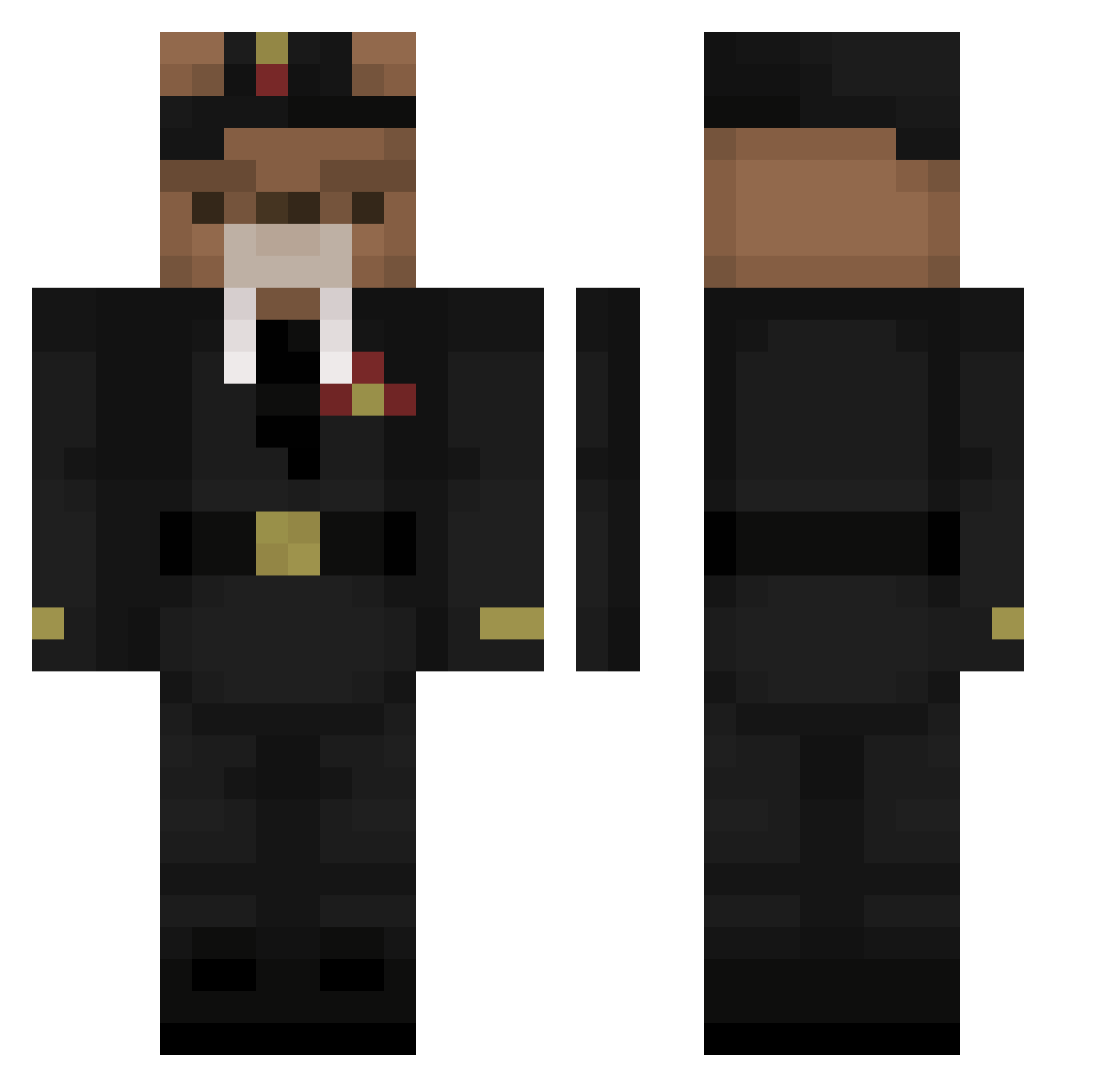 Rxsinante Minecraft skin, front and back view