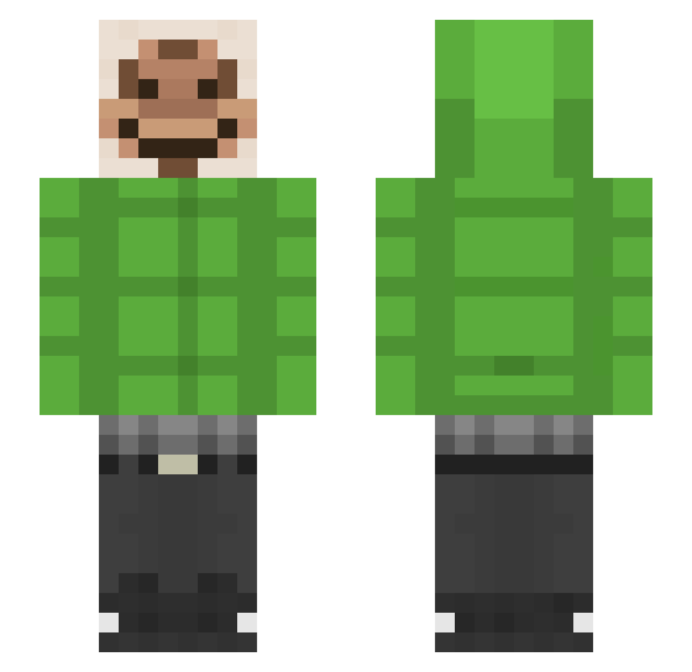 Ayahuasca Minecraft skin, front and back view