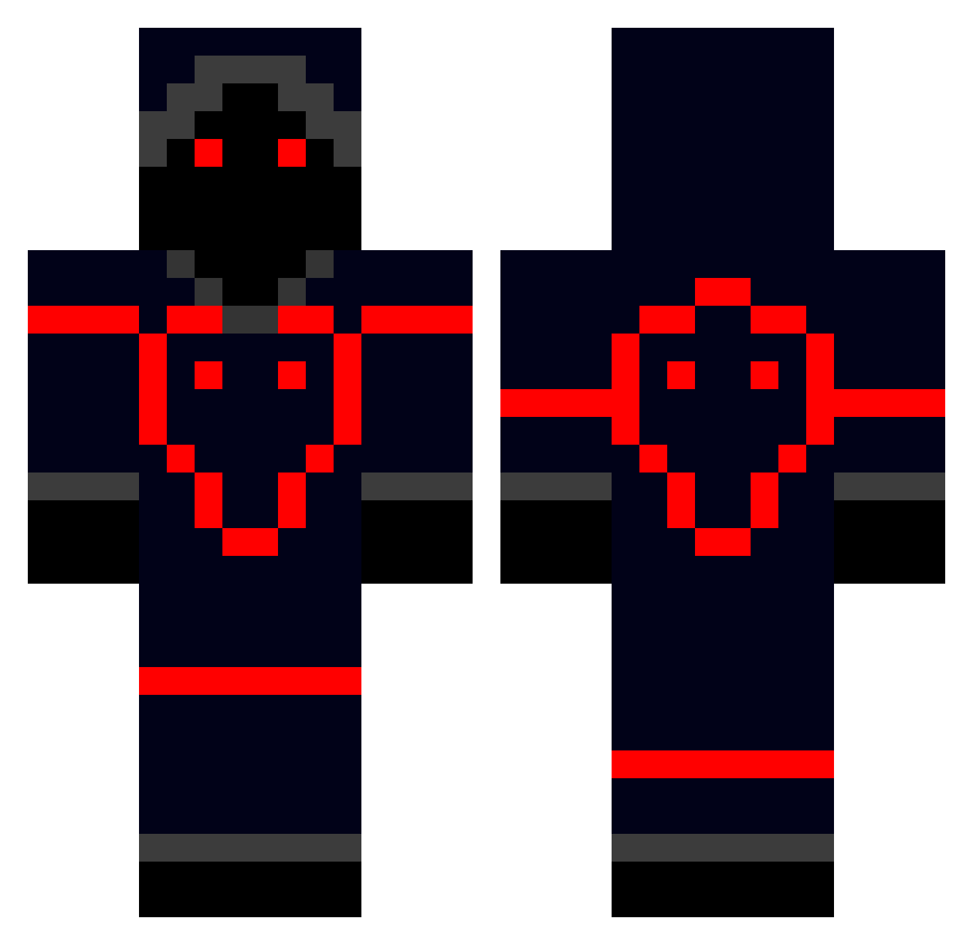 Xiteny Minecraft skin, front and back view