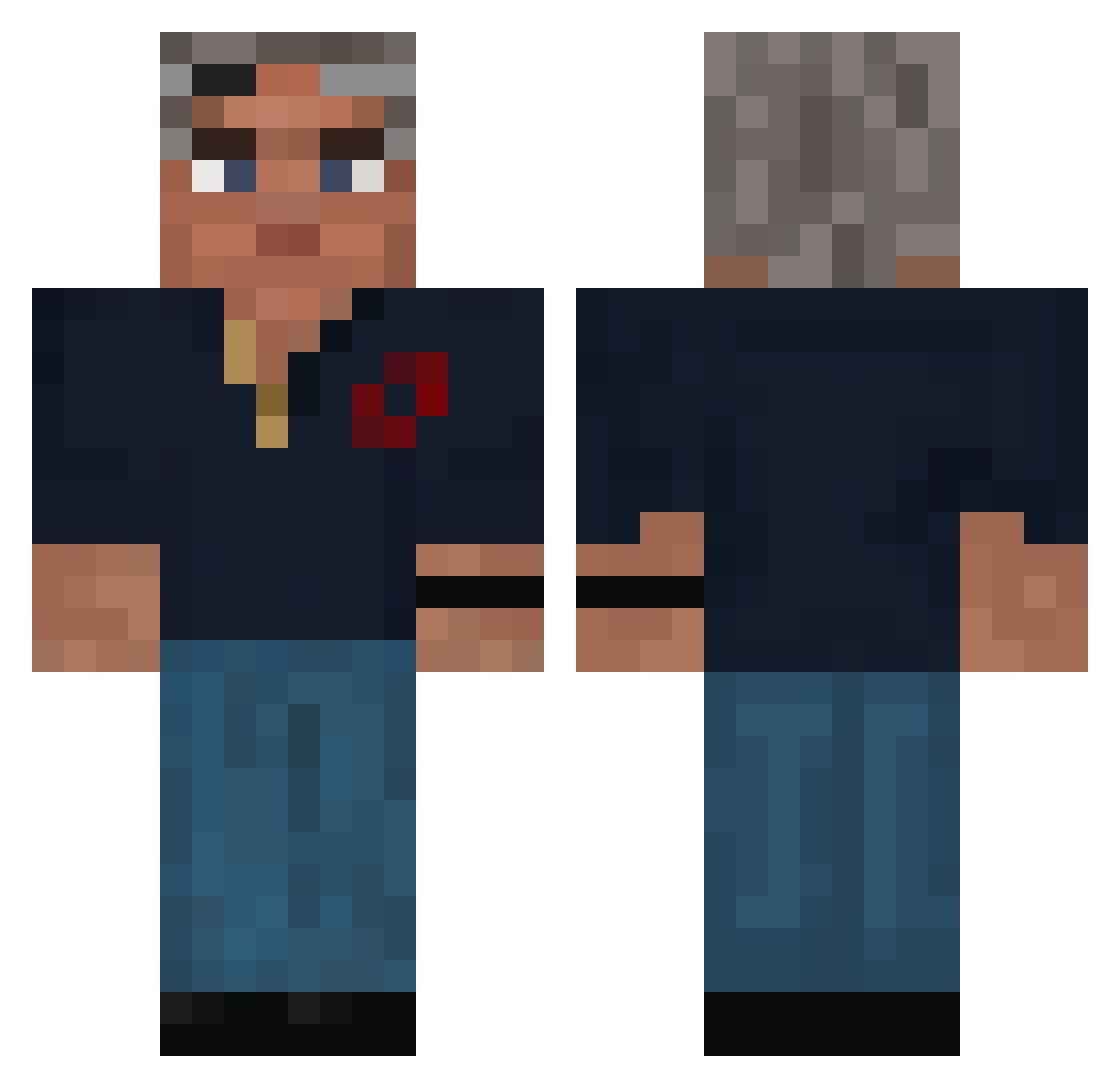 Turbopig911 Minecraft skin, front and back view