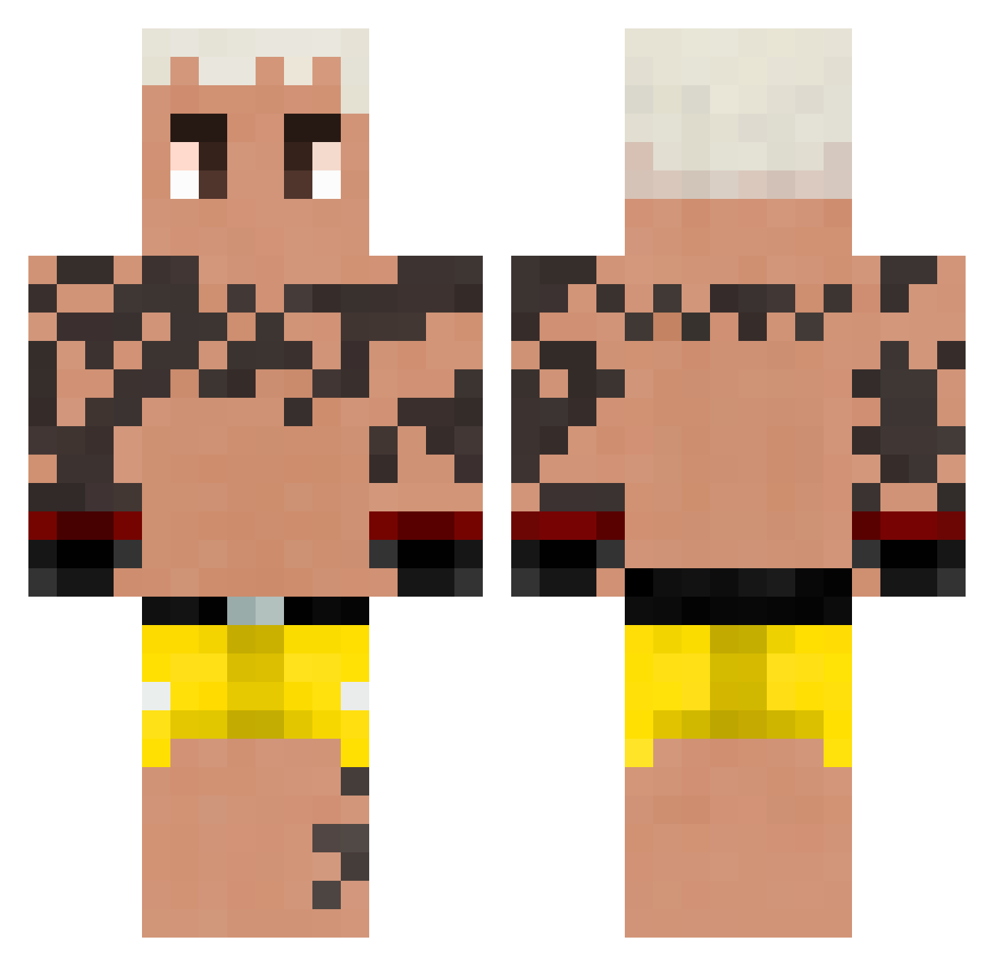 kulaxkokain Minecraft skin, front and back view