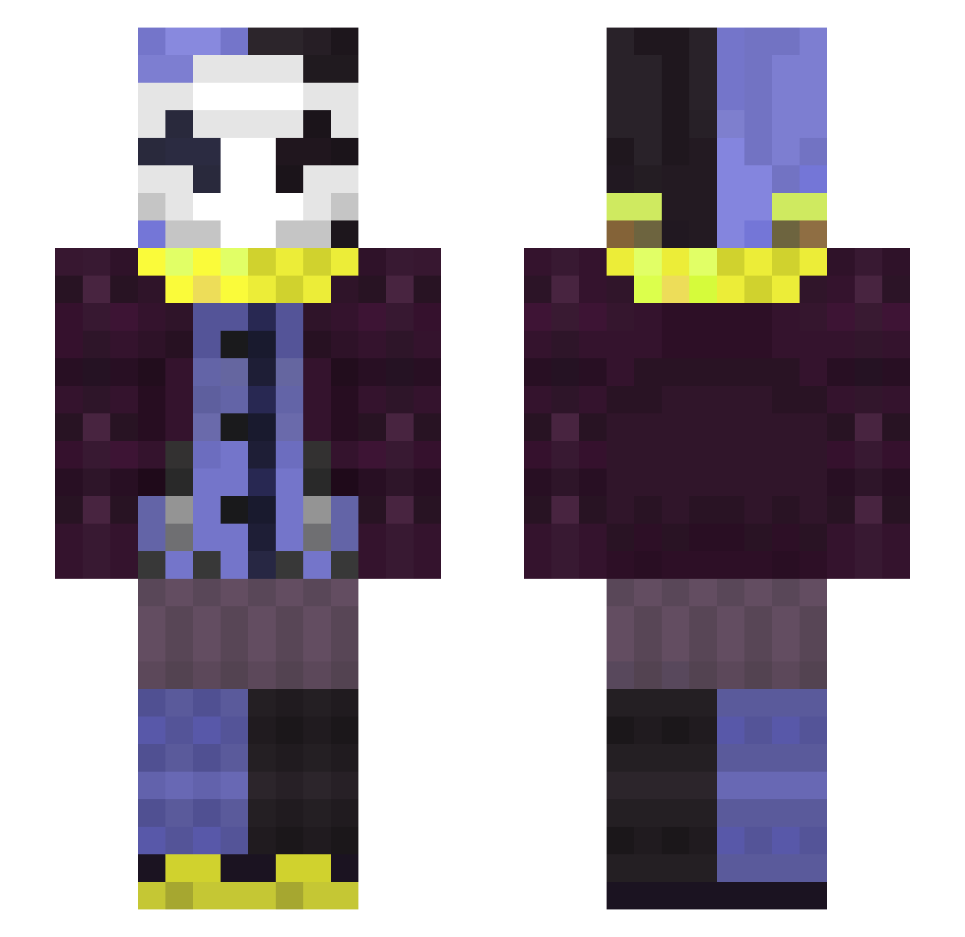 N1ity Minecraft skin, front and back view