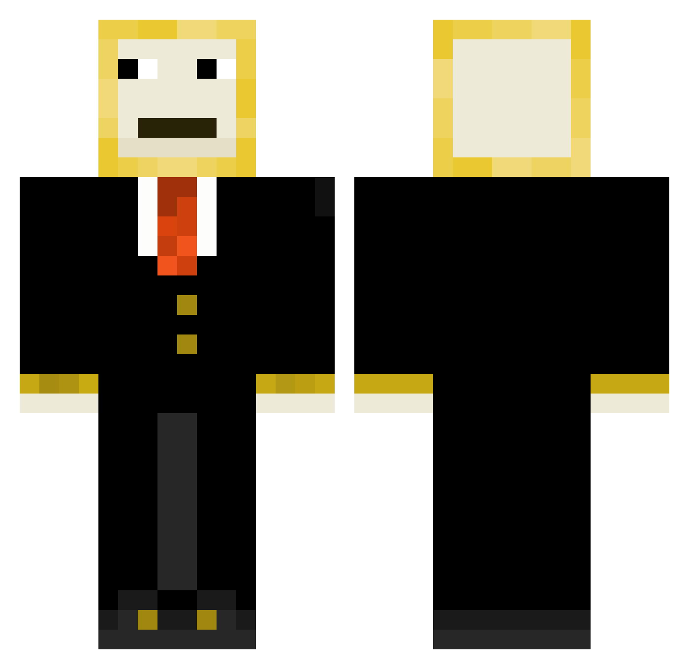 Garnered Minecraft skin, front and back view