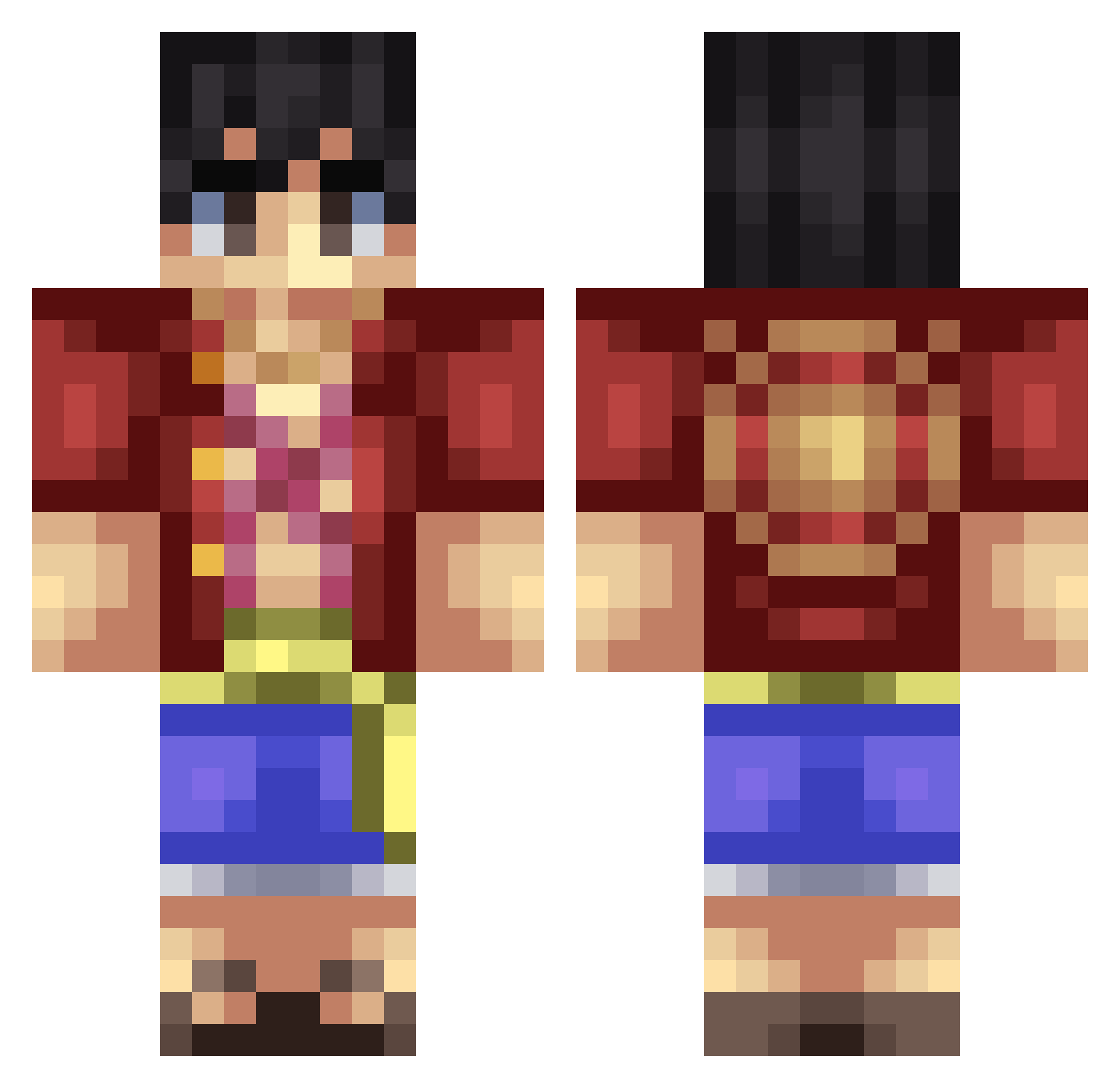 Pie3433 Minecraft skin, front and back view