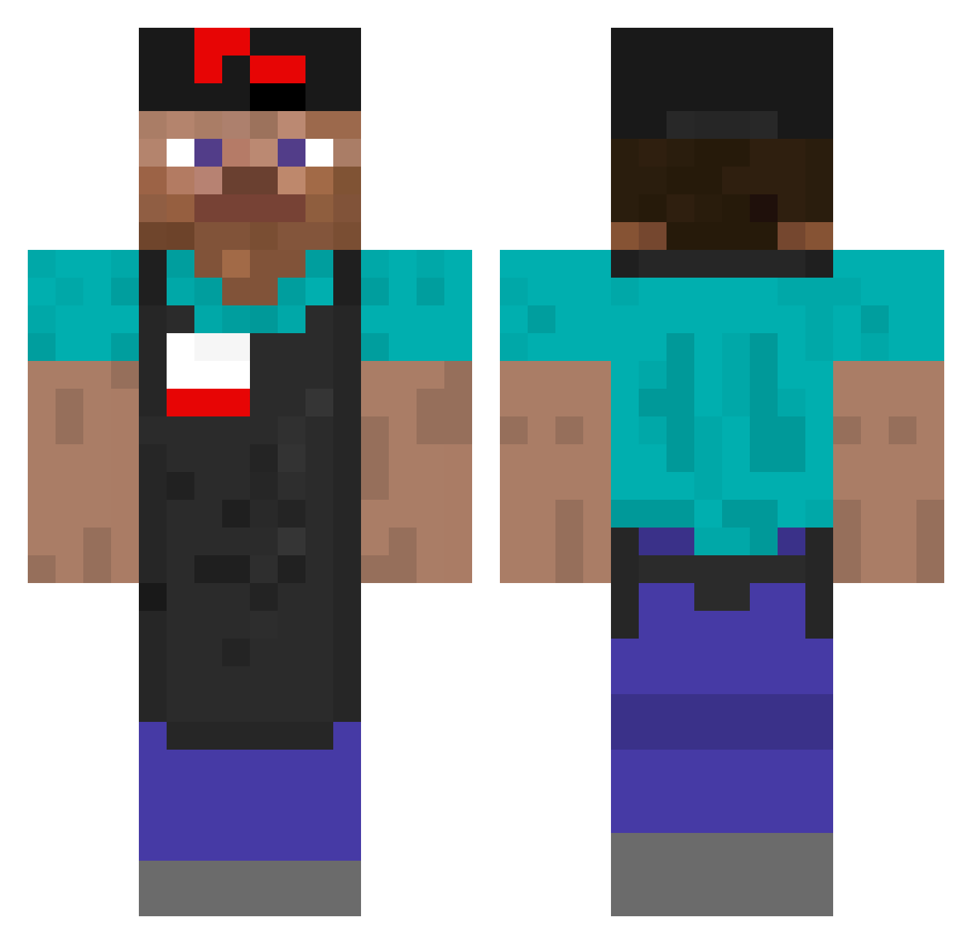 JackieDog1 Minecraft skin, front and back view