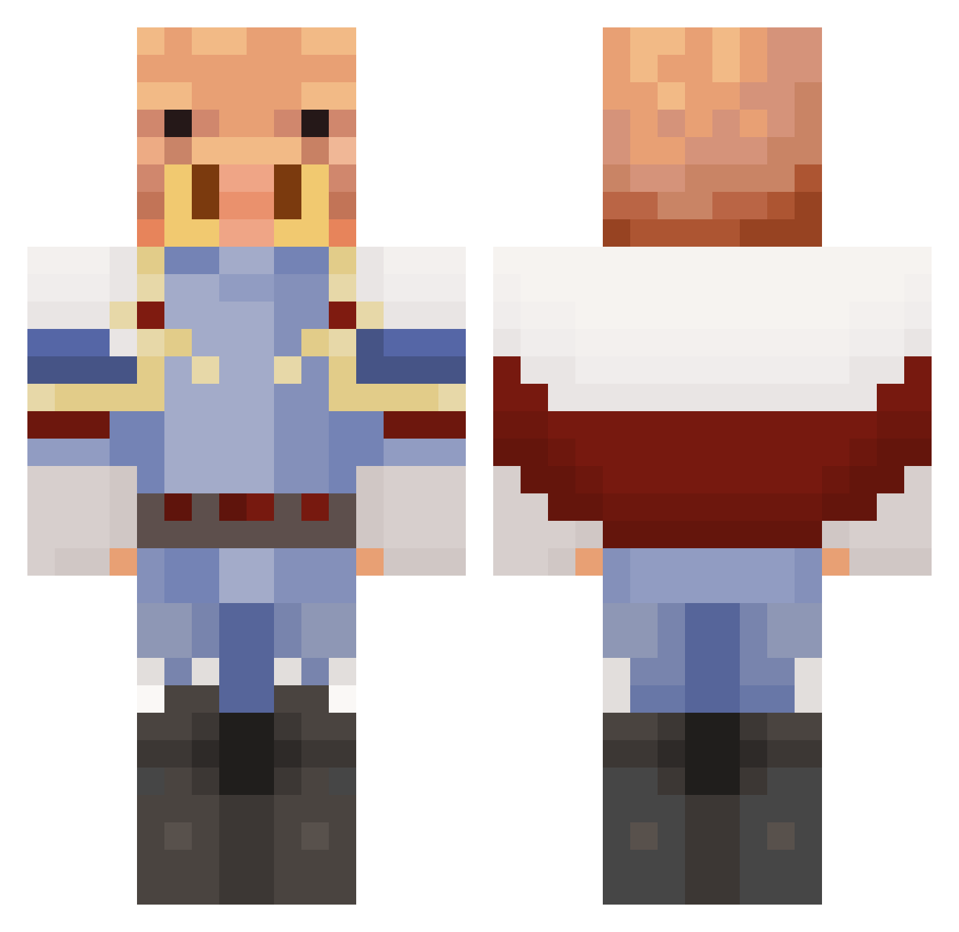resoltbh Minecraft skin, front and back view