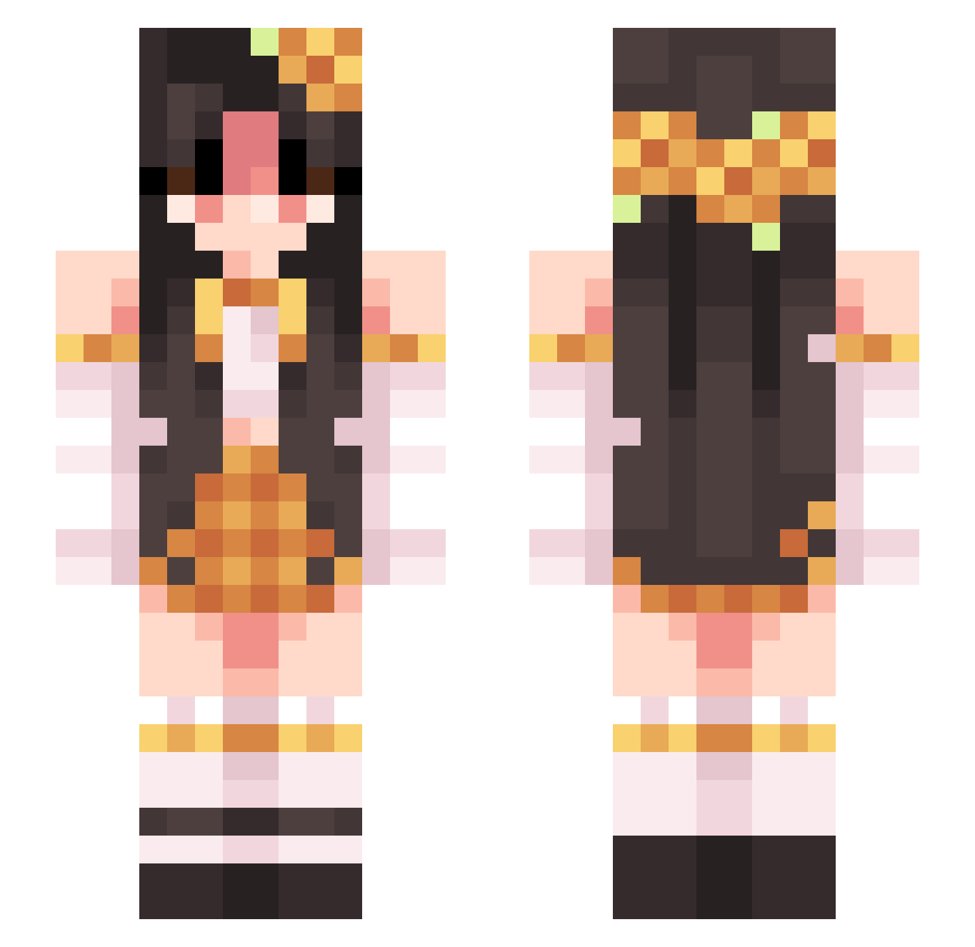 duhlores Minecraft skin, front and back view