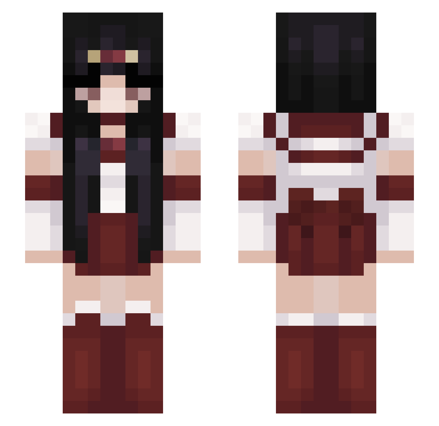 Aleshaa Minecraft skin, front and back view