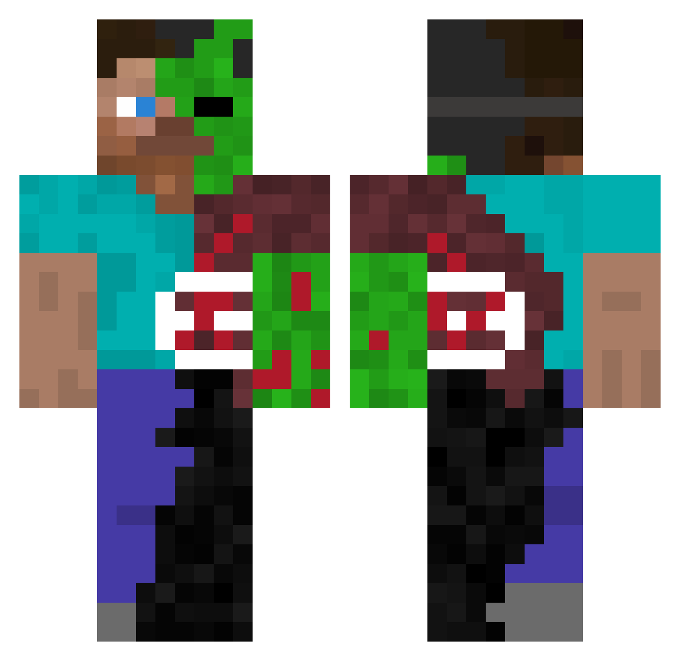 xItzSamim Minecraft skin, front and back view