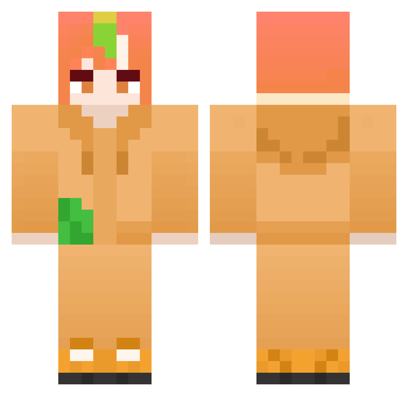 Orange_M1 Minecraft skin, front and back view