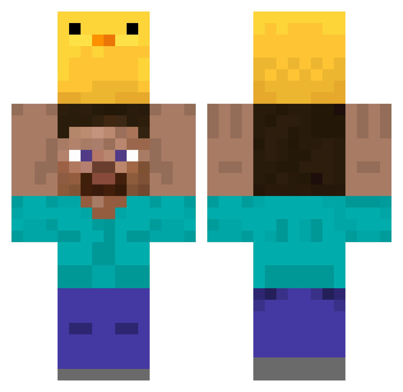 Mikenekozanngyou Minecraft skin, front and back view