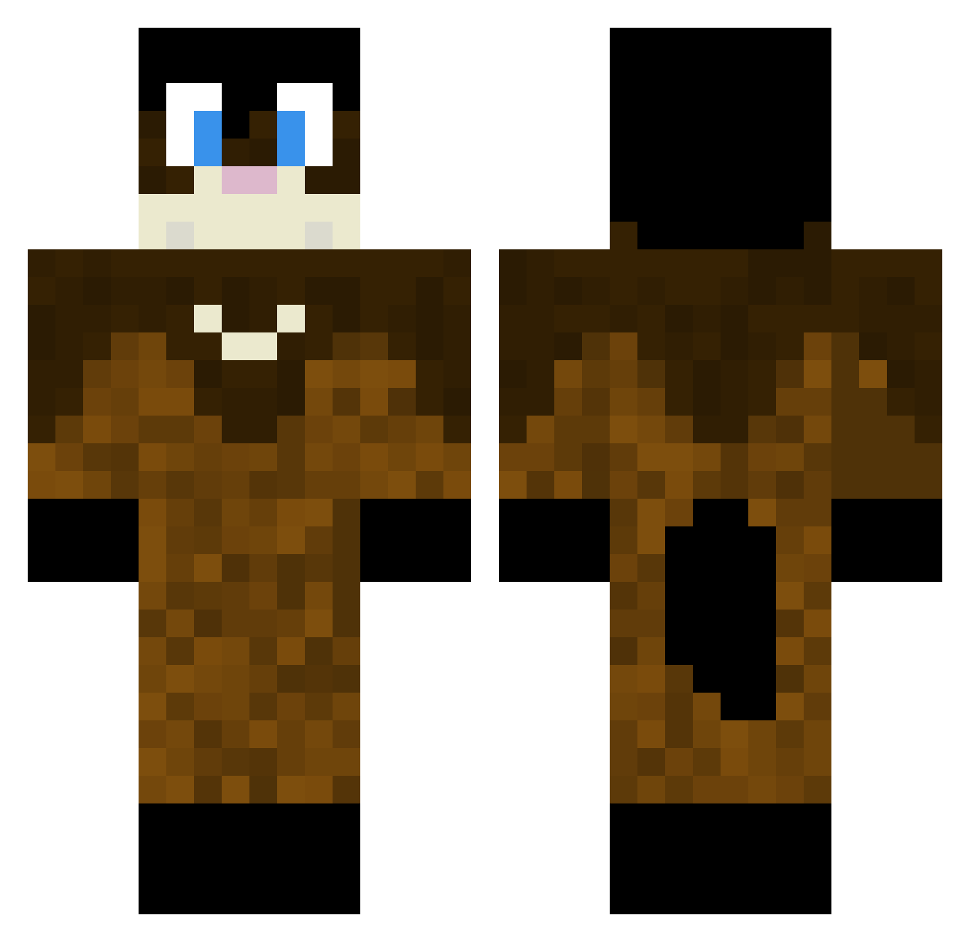 FrankieTheFerret Minecraft skin, front and back view