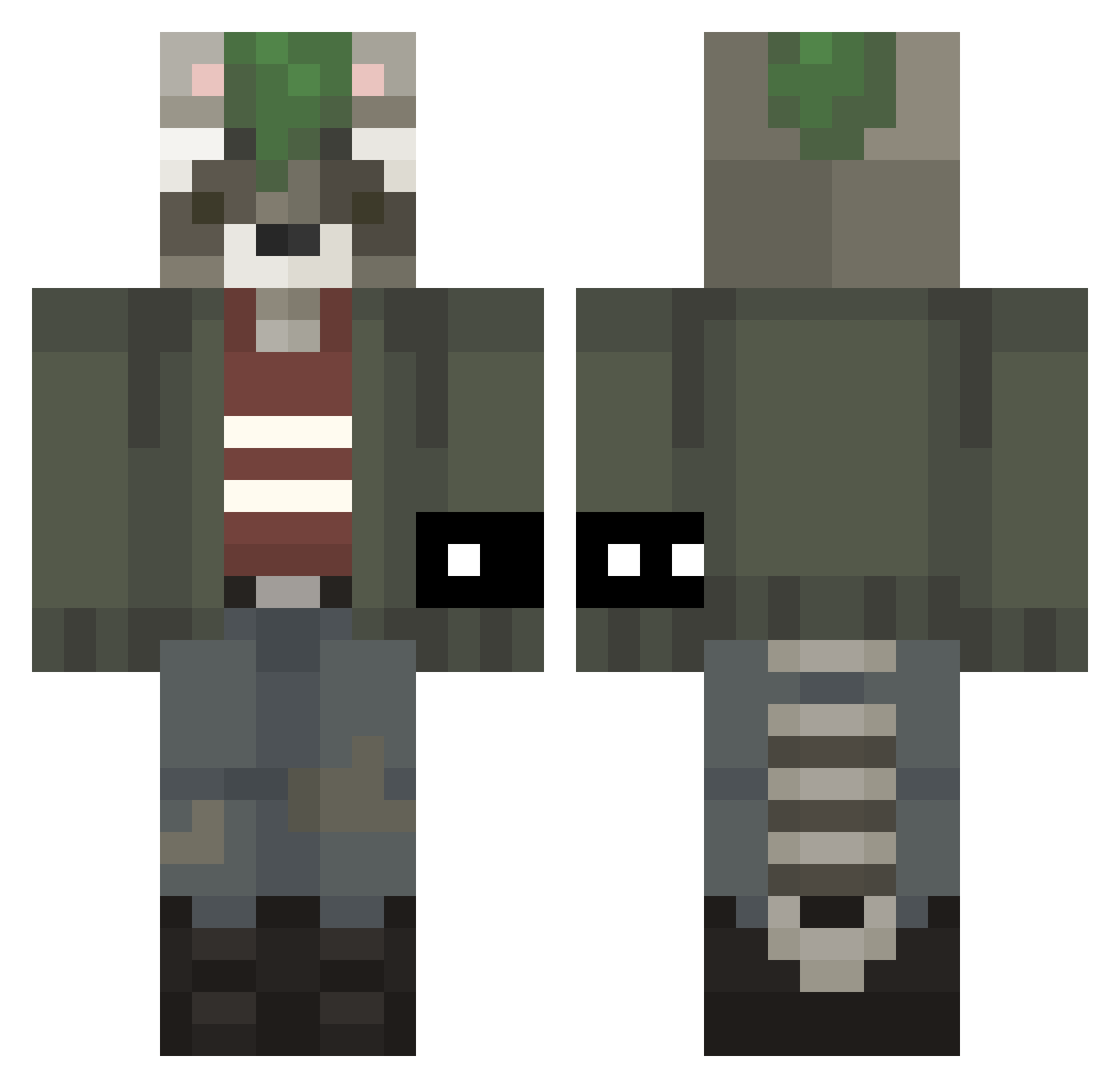 JuggyUWU Minecraft skin, front and back view