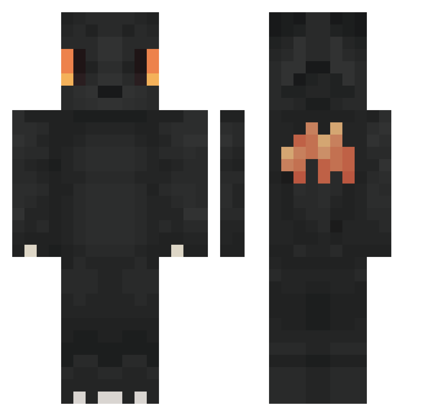 ArielFoxx Minecraft skin, front and back view