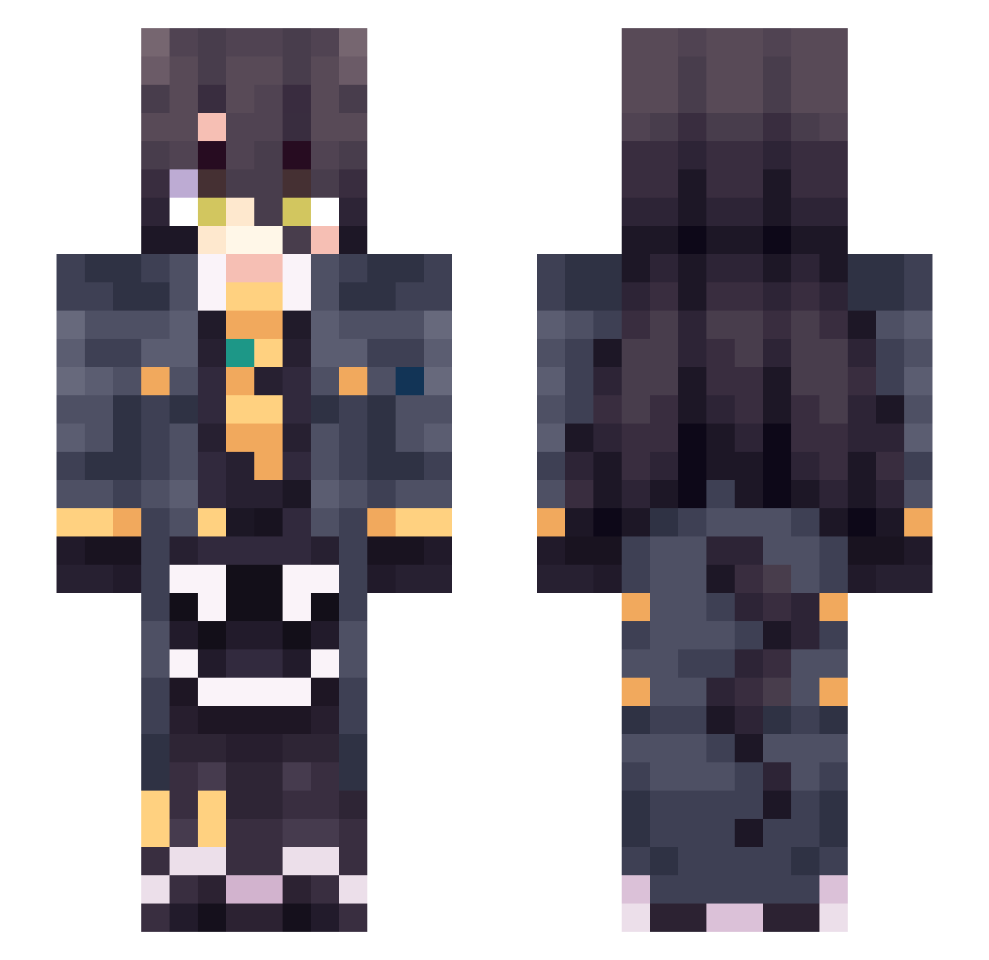 restics Minecraft skin, front and back view