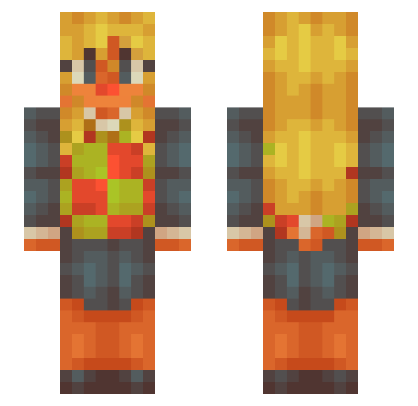 PAWSOFDANGER Minecraft skin, front and back view