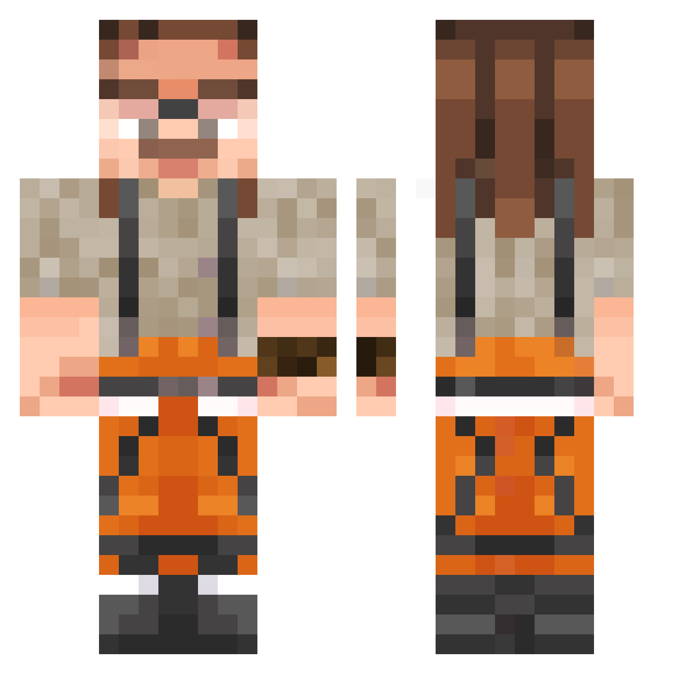 TheWeever Minecraft skin, front and back view