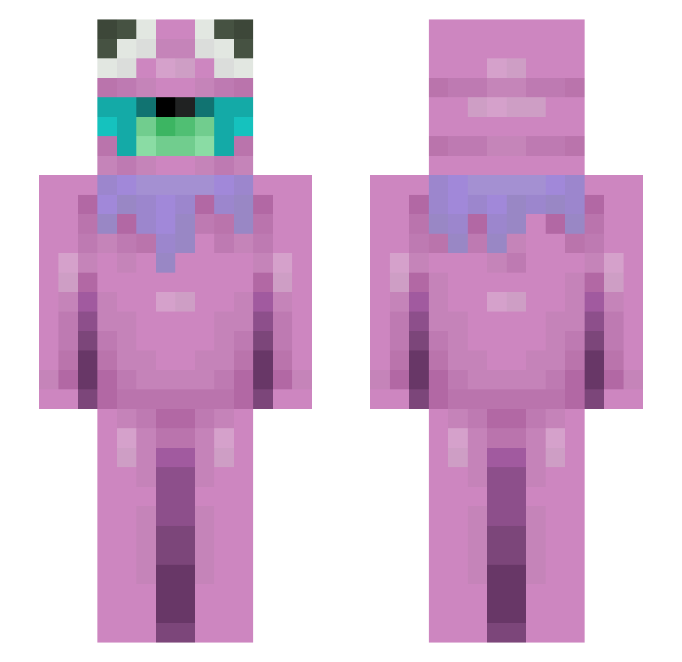 shacrle Minecraft skin, front and back view