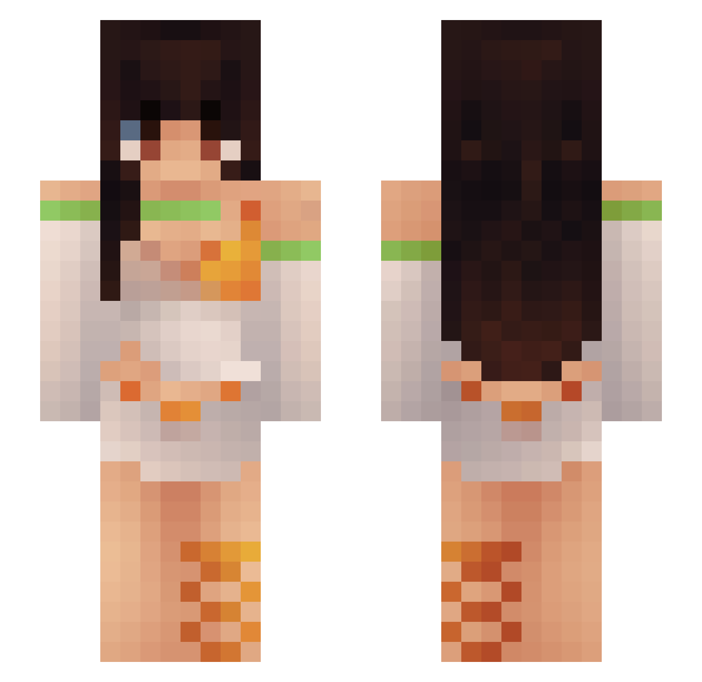 MewLee Minecraft skin, front and back view