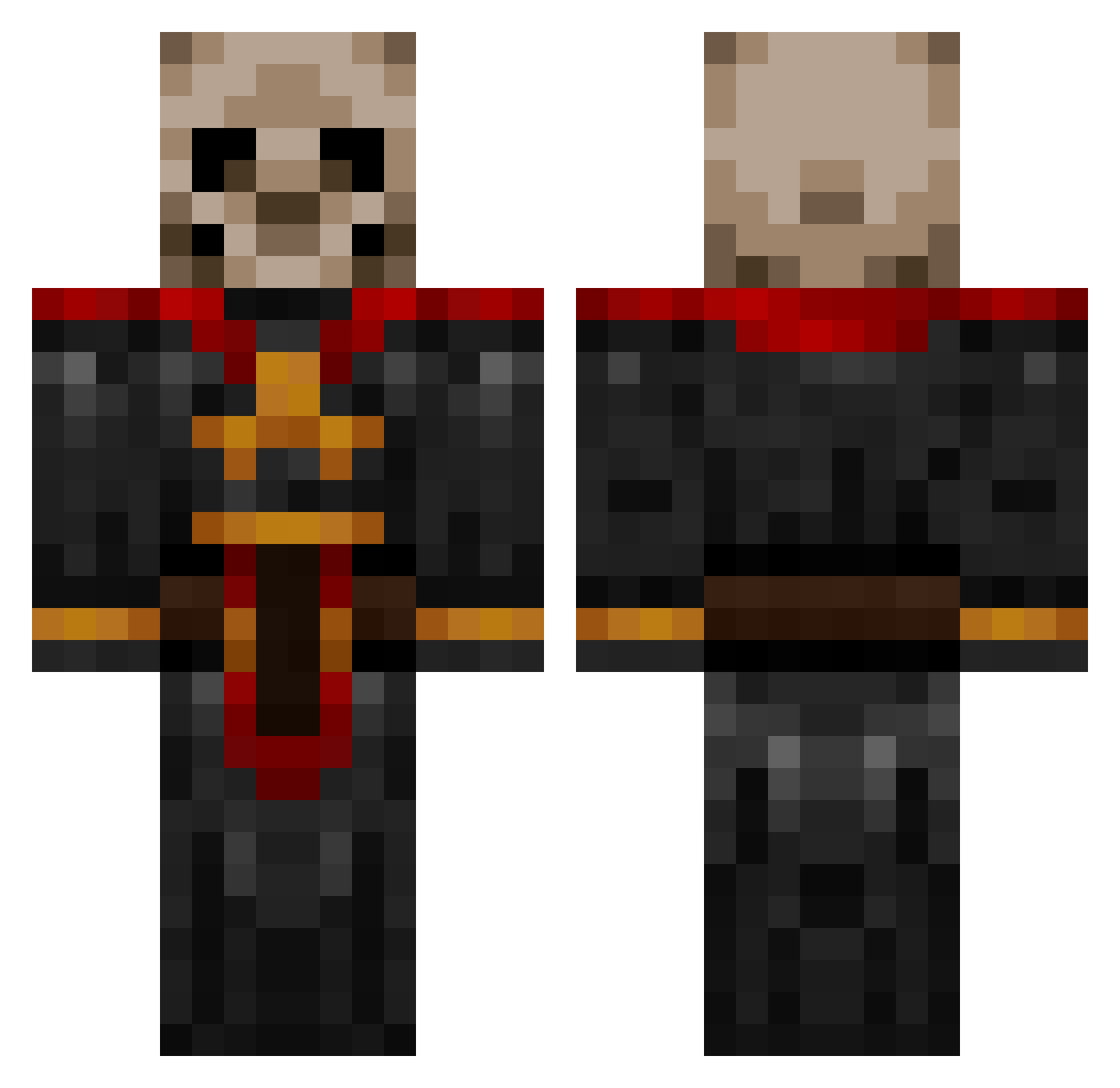 WestBound Minecraft skin, front and back view