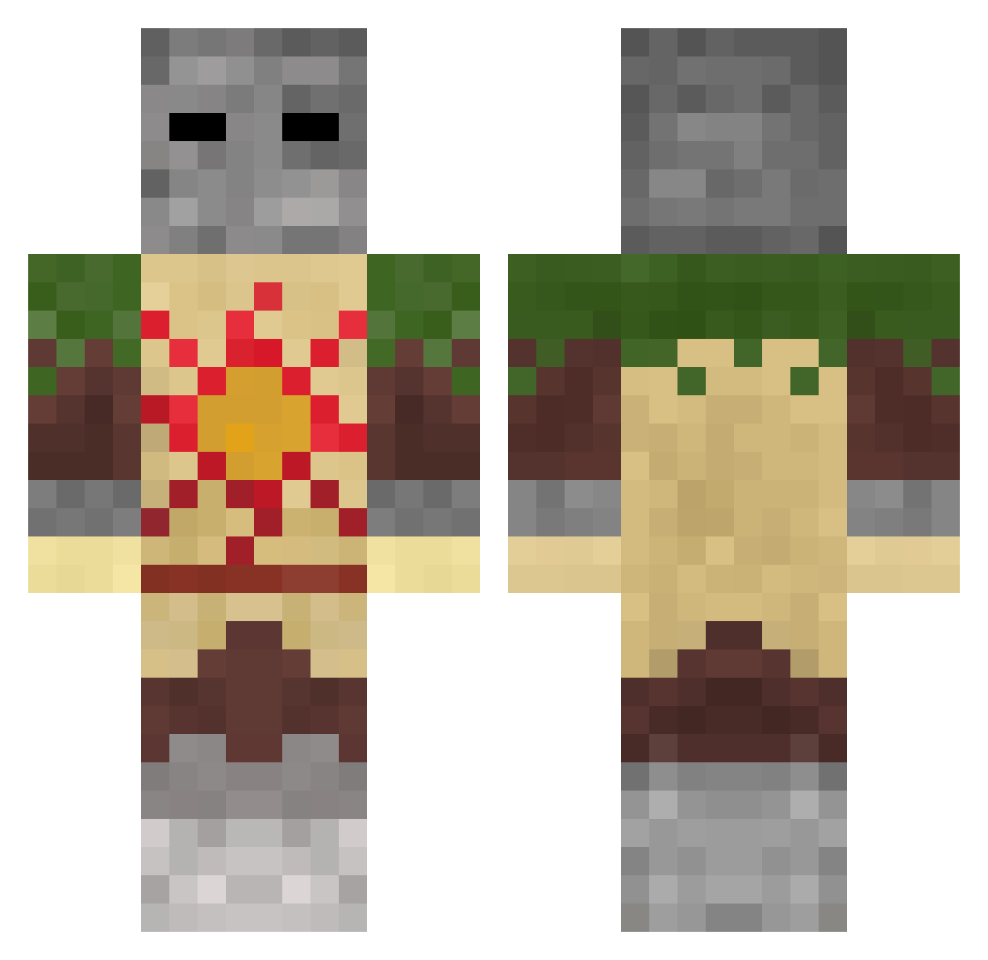 Rool Minecraft skin, front and back view