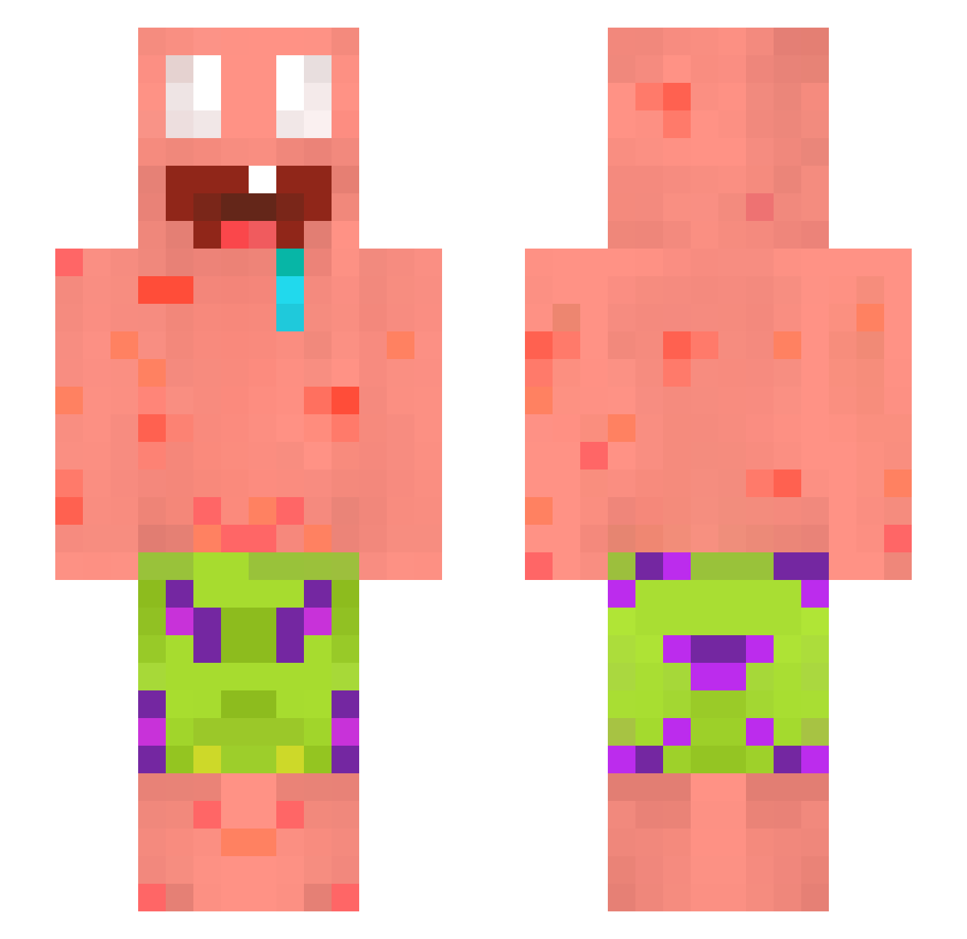 VsrBoss Minecraft skin, front and back view