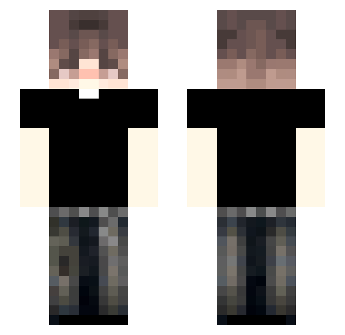 Meelecotrucaste Minecraft skin, front and back view