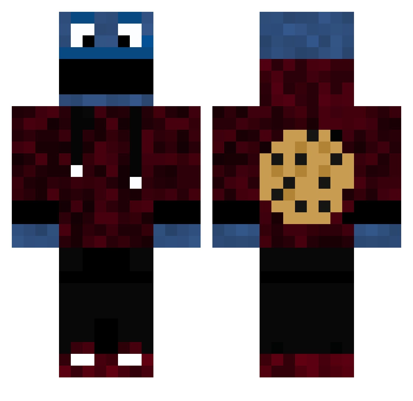 arxie Minecraft skin, front and back view