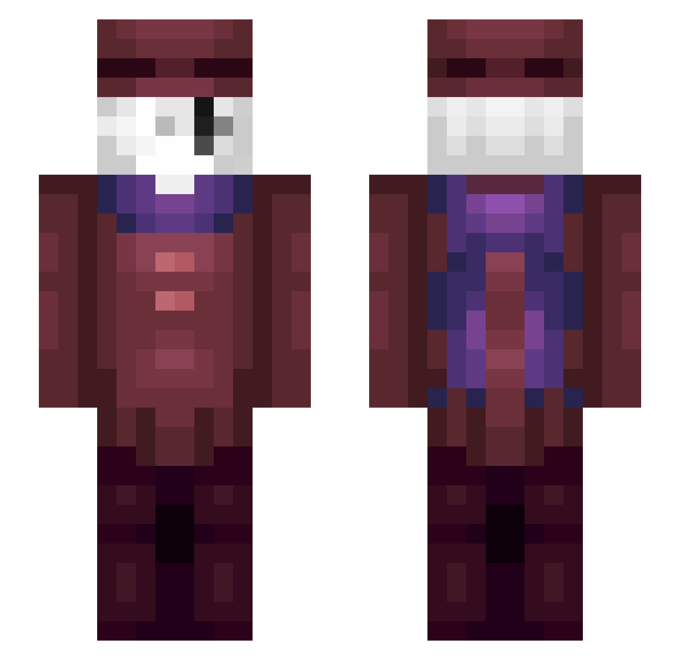AlienOverdose Minecraft skin, front and back view