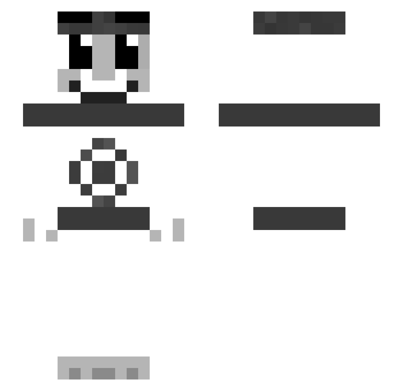 mmuo Minecraft skin, front and back view