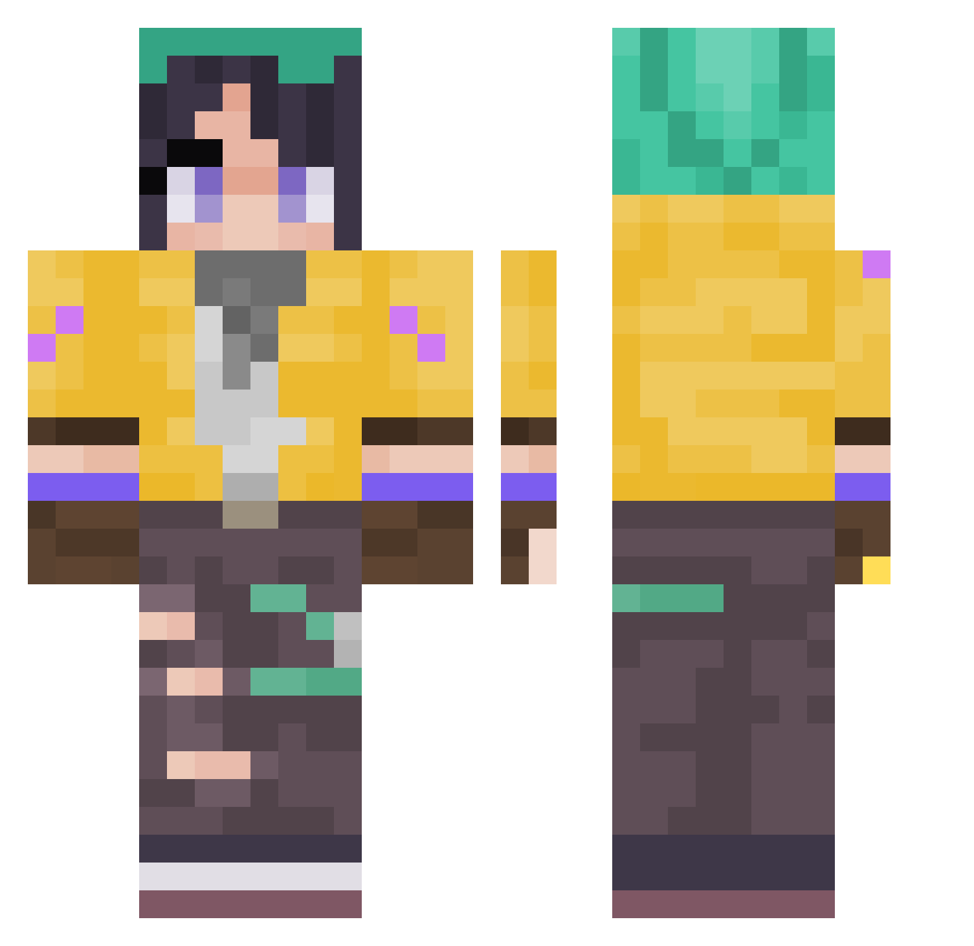 skylettuce Minecraft skin, front and back view