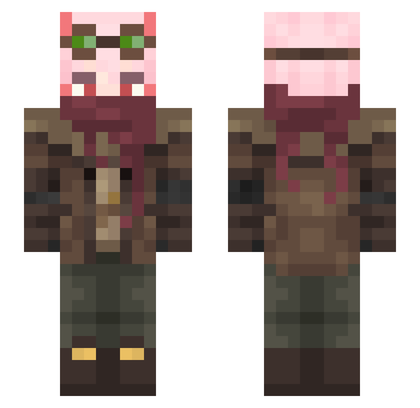SoQol Minecraft skin, front and back view