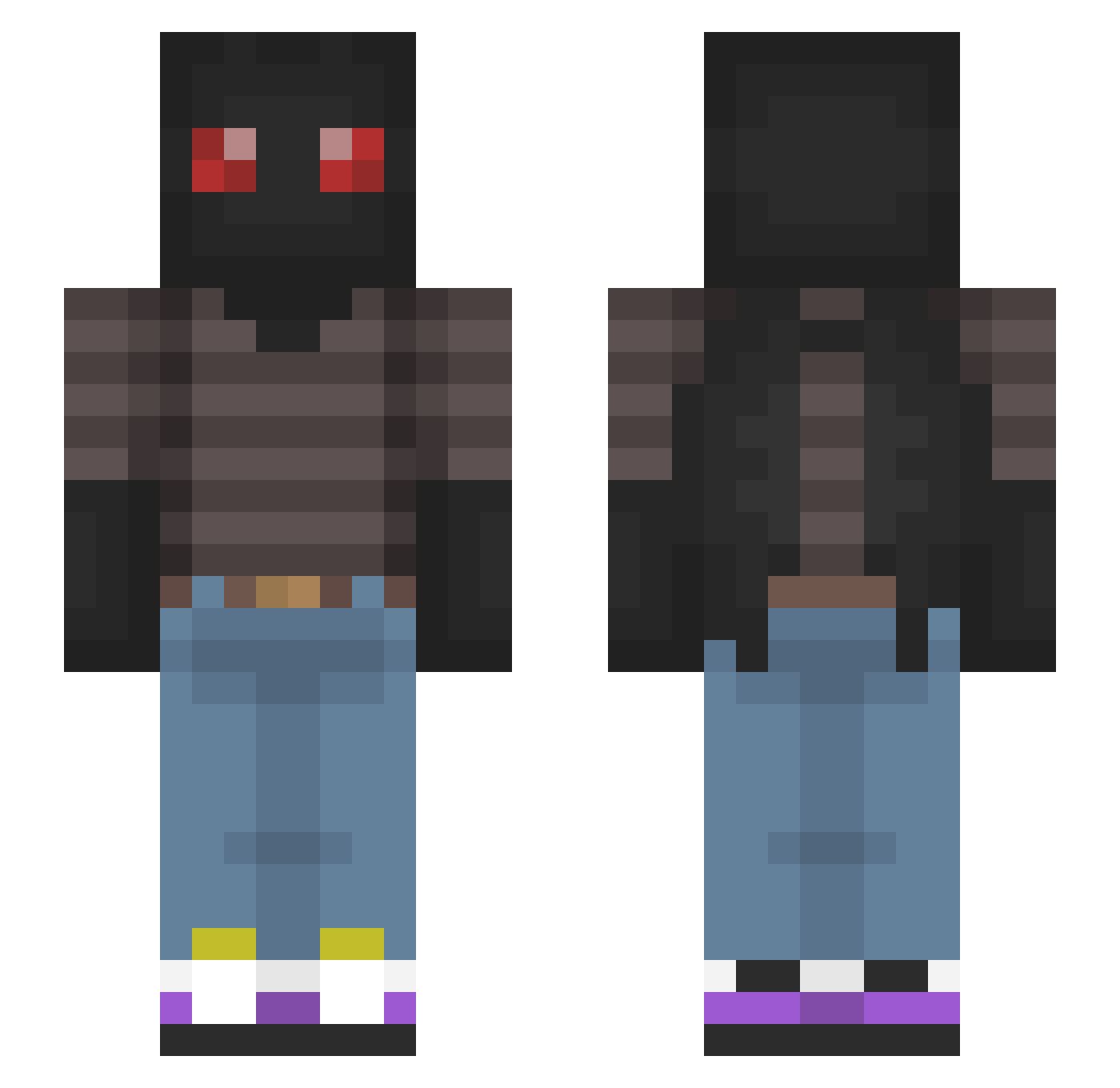 PurpVsThe_World Minecraft skin, front and back view