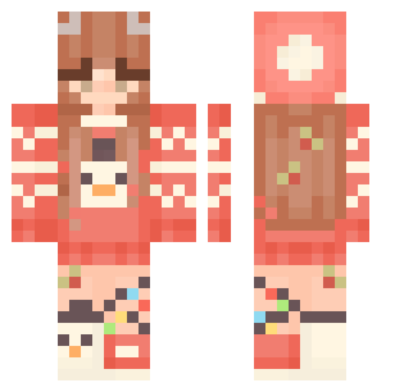 Soda4Cake Minecraft skin, front and back view