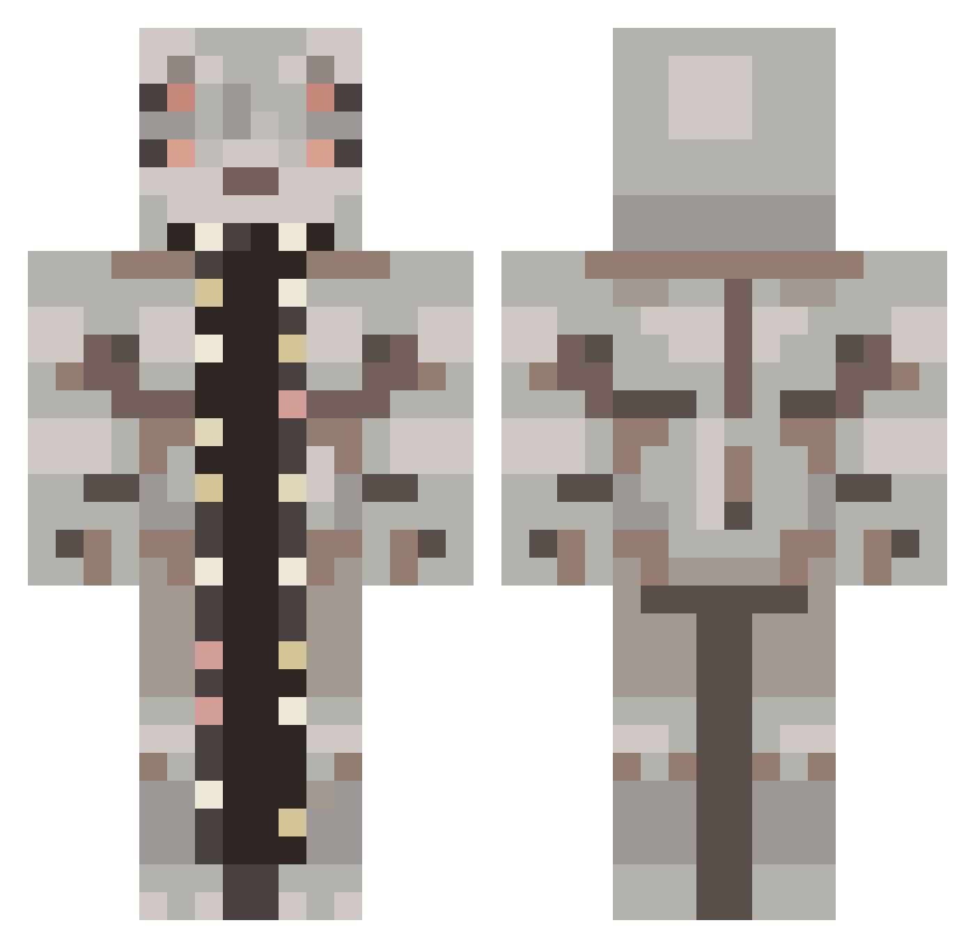 Uqhn Minecraft skin, front and back view
