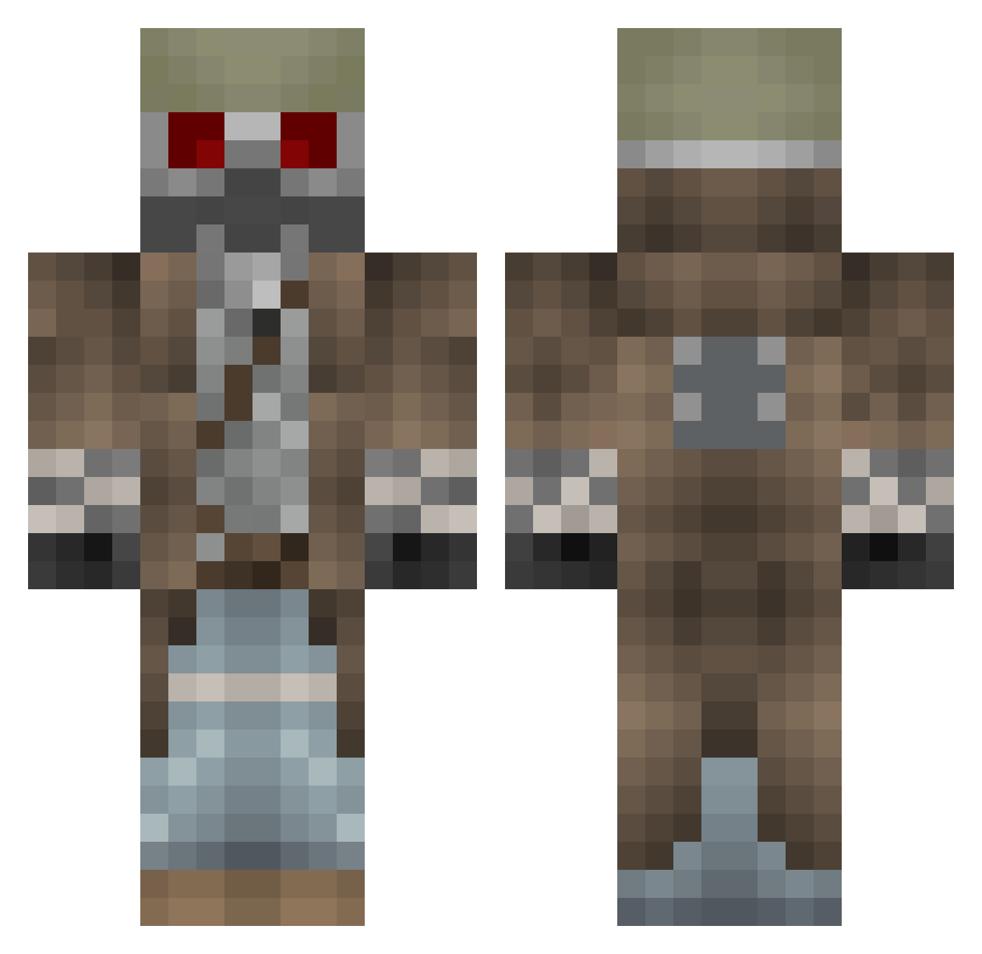 bushmuncher08 Minecraft skin, front and back view