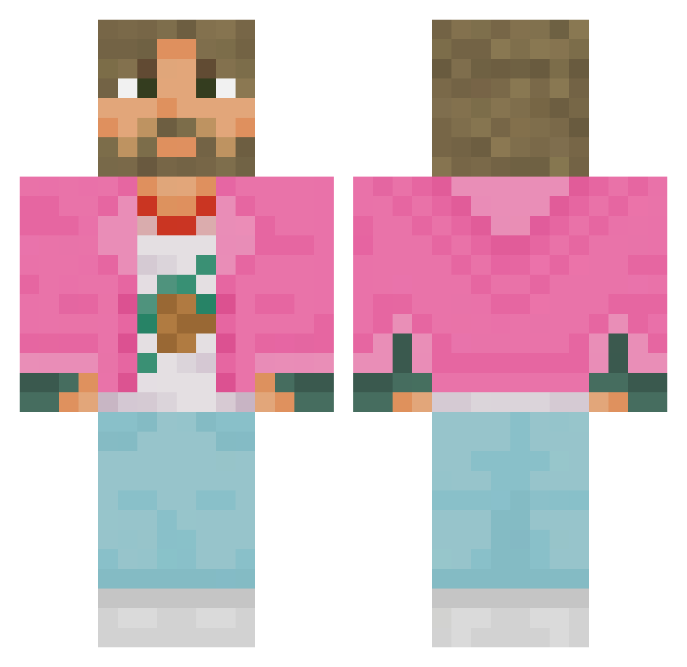 Rendago92 Minecraft skin, front and back view