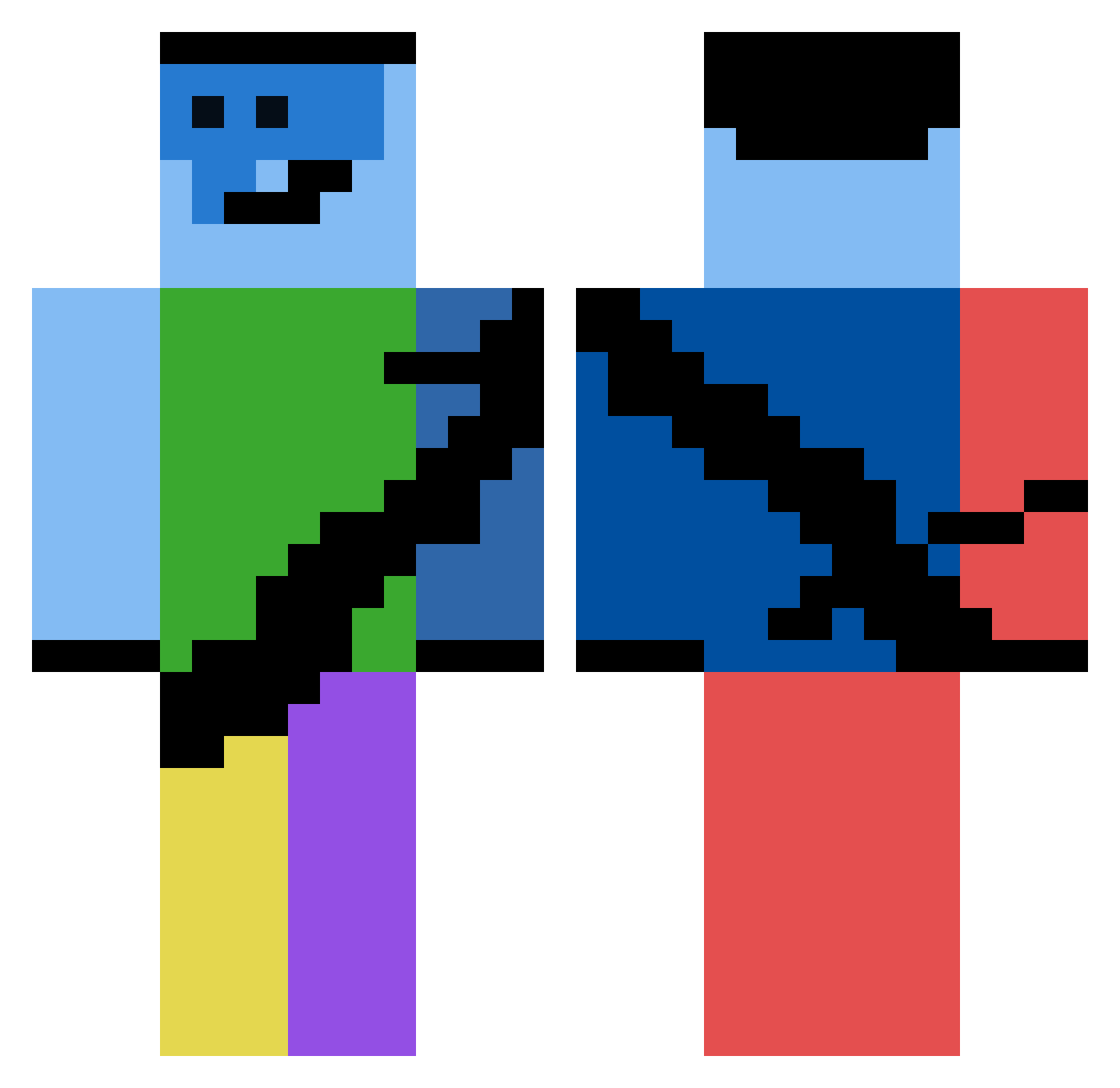 tl73 Minecraft skin, front and back view