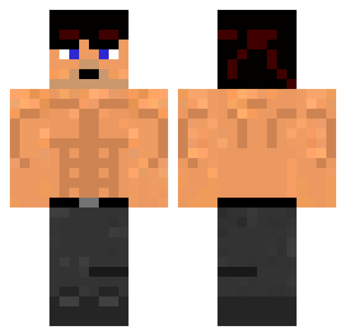 R3nBo0 Minecraft skin, front and back view
