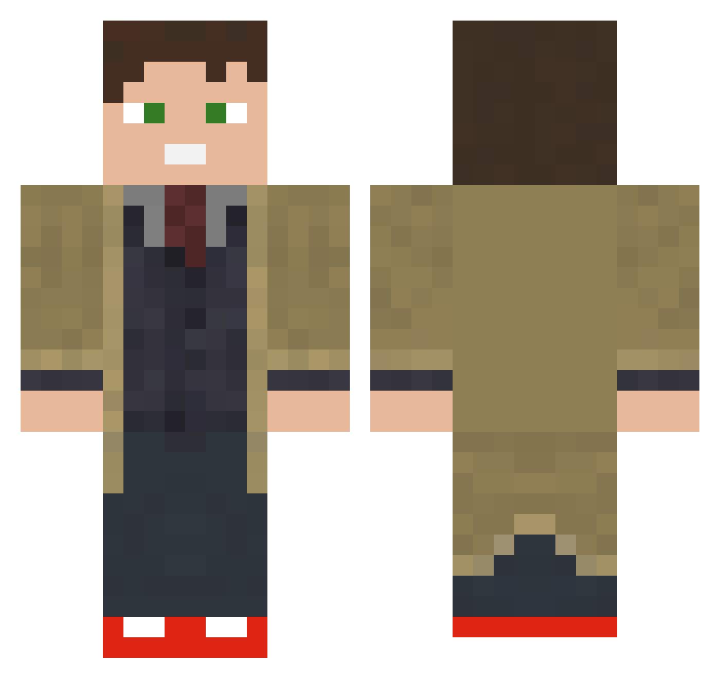 notes Minecraft skin, front and back view