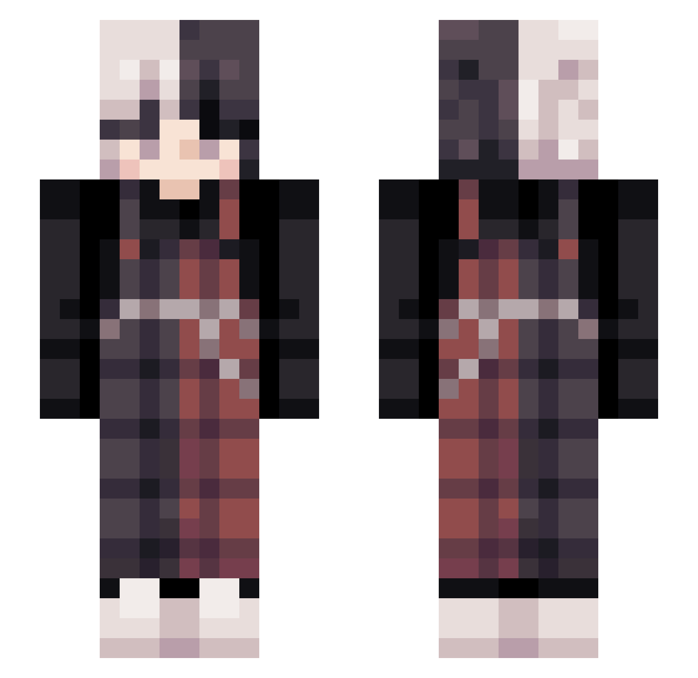 Tqffer Minecraft skin, front and back view