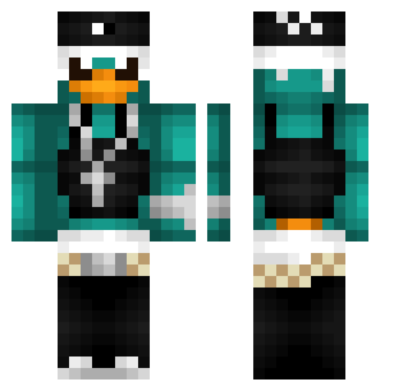 CamaroniMacaroni Minecraft skin, front and back view