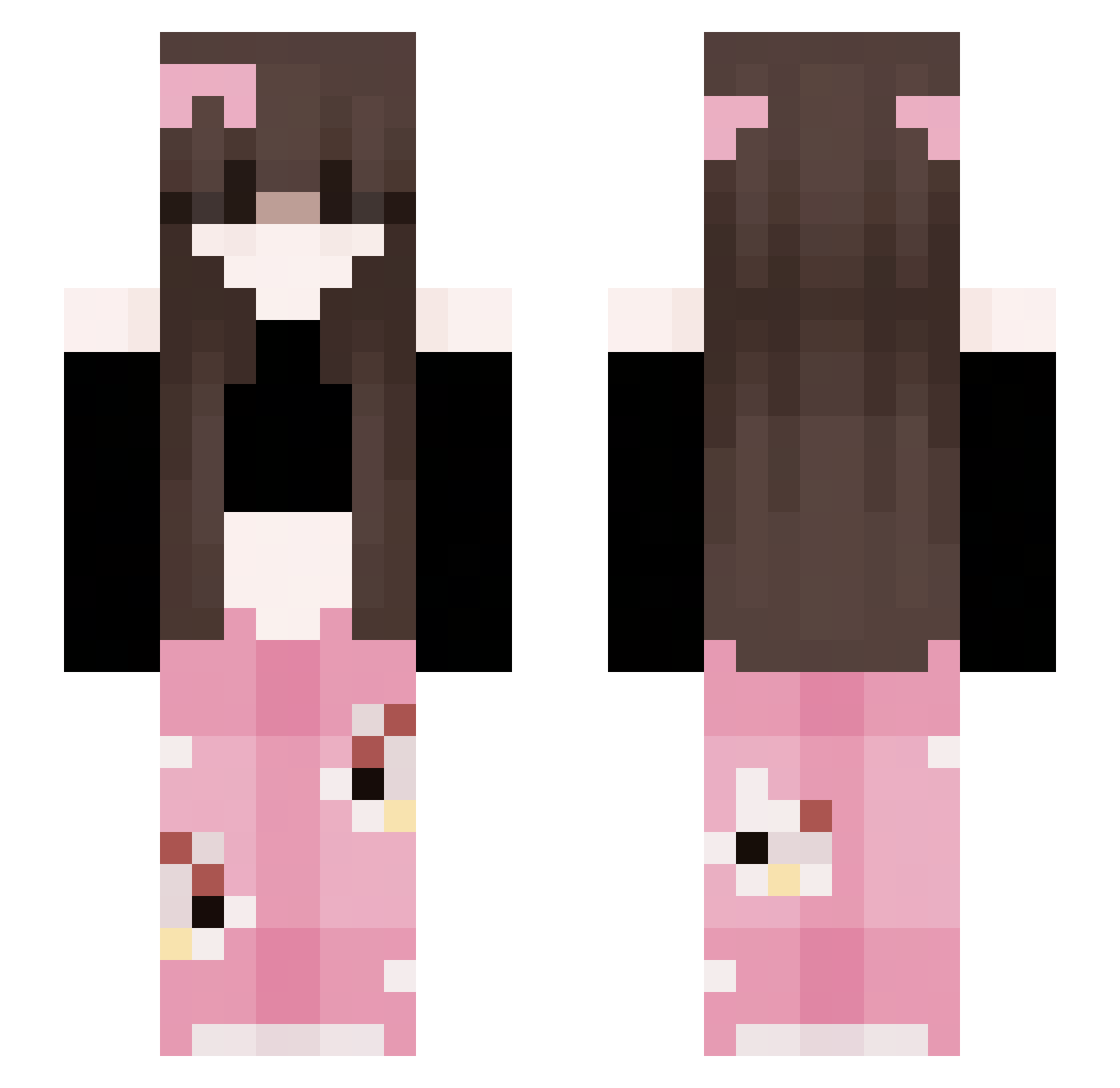 PinkSkyyyyy Minecraft skin, front and back view