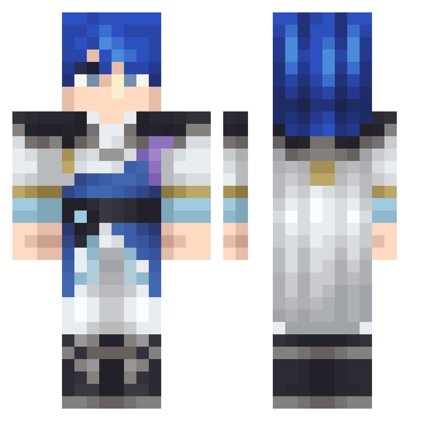 AliceAnastasia Minecraft skin, front and back view