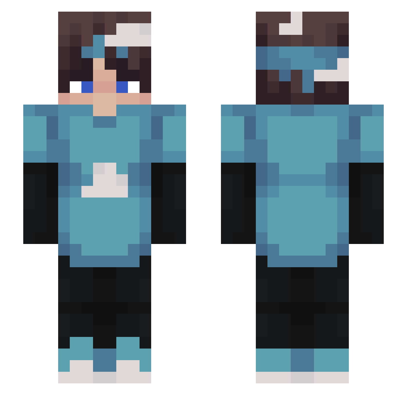 t0xey Minecraft skin, front and back view