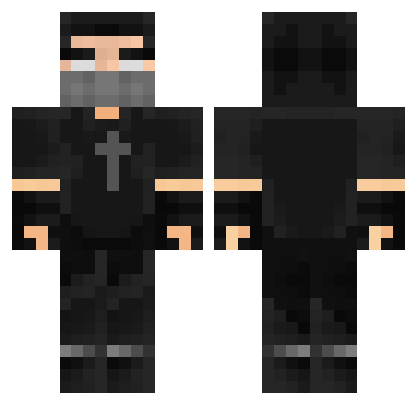 xgotts Minecraft skin, front and back view
