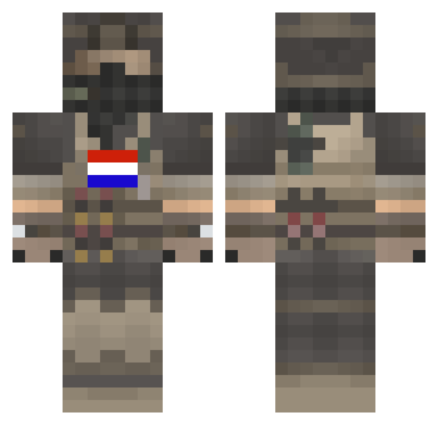 hikariiCZ Minecraft skin, front and back view